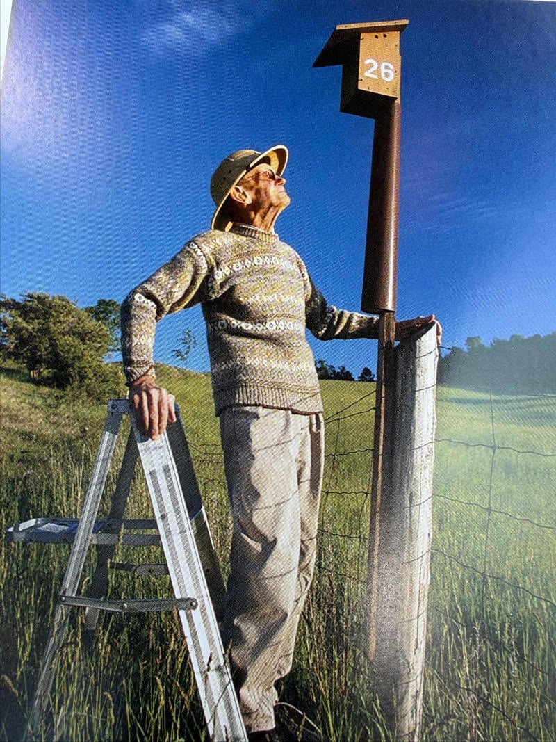 Shelly Anderson in latter years checking his Blue Bird boxes. Photo by Rosemary Hasner